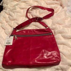 NWT HOBO Lorna Red Leather Crossbody Purse Front Zip Adjustable
